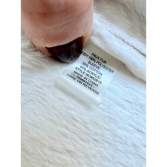 Dolce Cabo Cable Knit Faur Fur Shawl Collar Open Front Sweater Cream Womens S - Picture 6 of 7